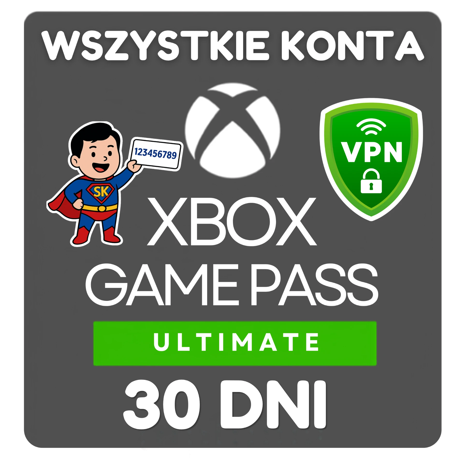 Xbox Game Pass Ultimate 30 dni — wszystkie konta, aktywacja VPN